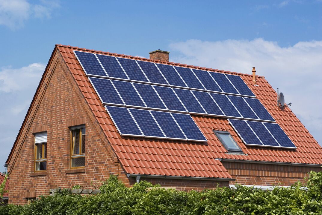 Solar panels to save energy in the house. 